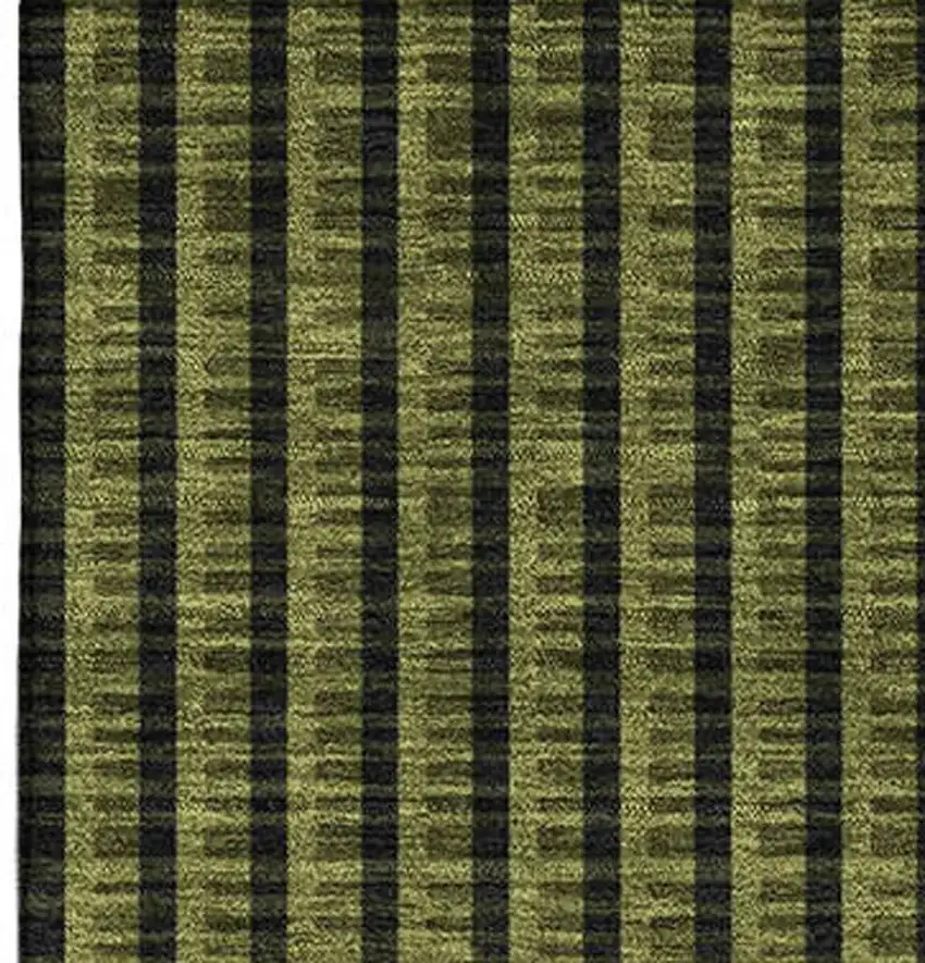 Olive Green Ivory And Charcoal Geometric Washable Area Rug With UV Protection Photo 4