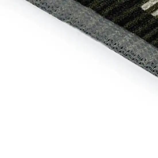 Olive Green Ivory And Charcoal Geometric Washable Area Rug With UV Protection Photo 2