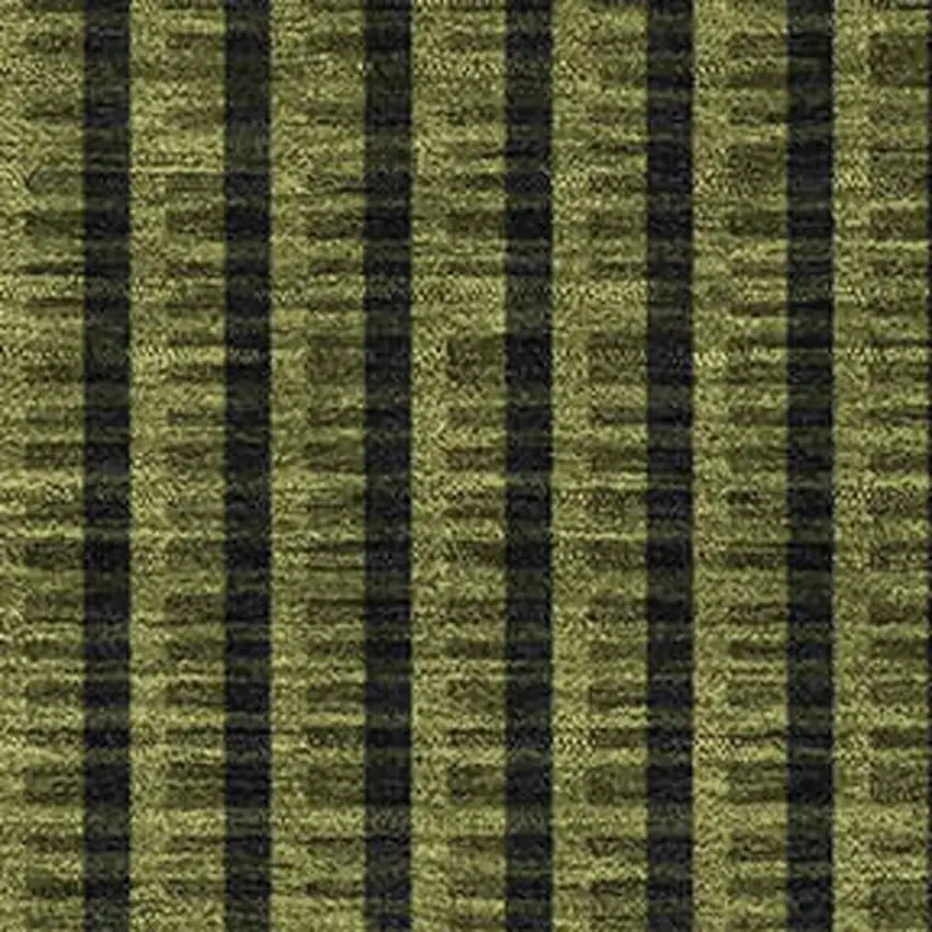 Olive Green Ivory And Charcoal Geometric Washable Area Rug With UV Protection Photo 3