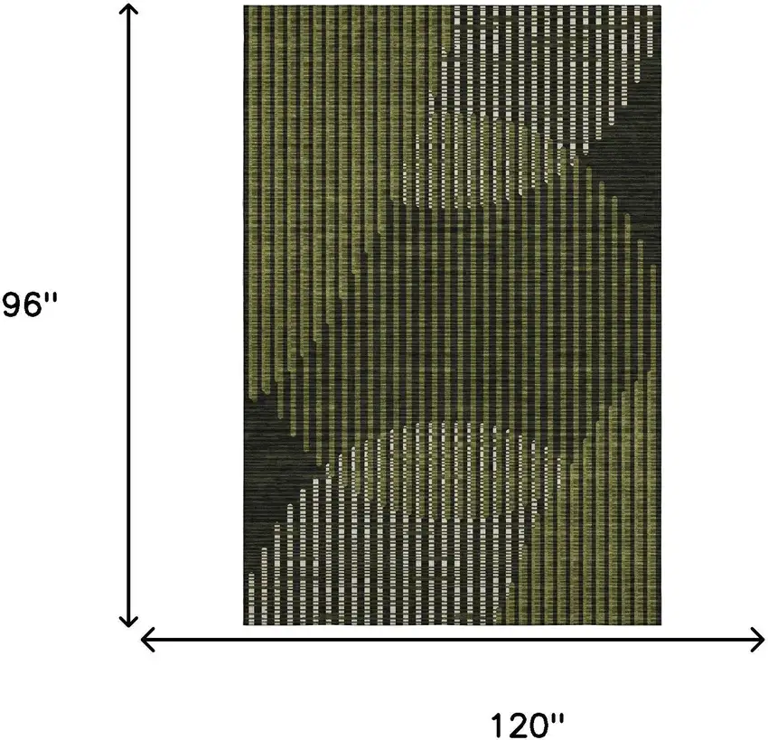 Olive Green Ivory And Charcoal Geometric Washable Area Rug With UV Protection Photo 7