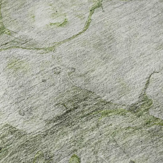 Olive Green Ivory And Gray Abstract Washable Area Rug With UV Protection Photo 9