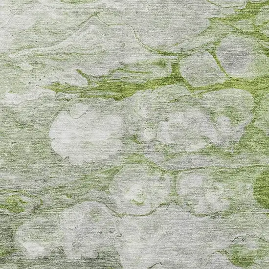 Olive Green Ivory And Gray Abstract Washable Area Rug With UV Protection Photo 2