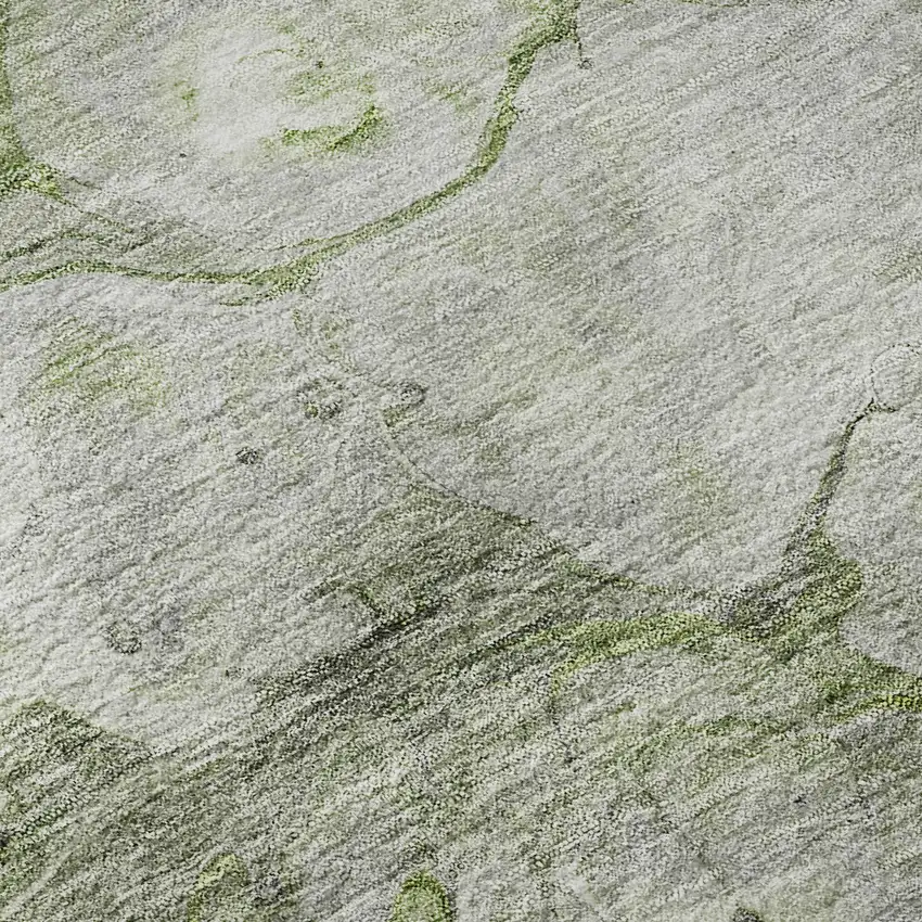 Olive Green Ivory And Gray Abstract Washable Area Rug With UV Protection Photo 9