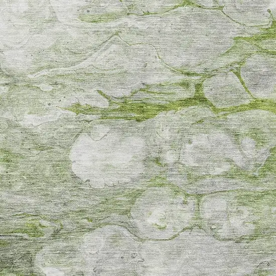 Olive Green Ivory And Gray Abstract Washable Area Rug With UV Protection Photo 2