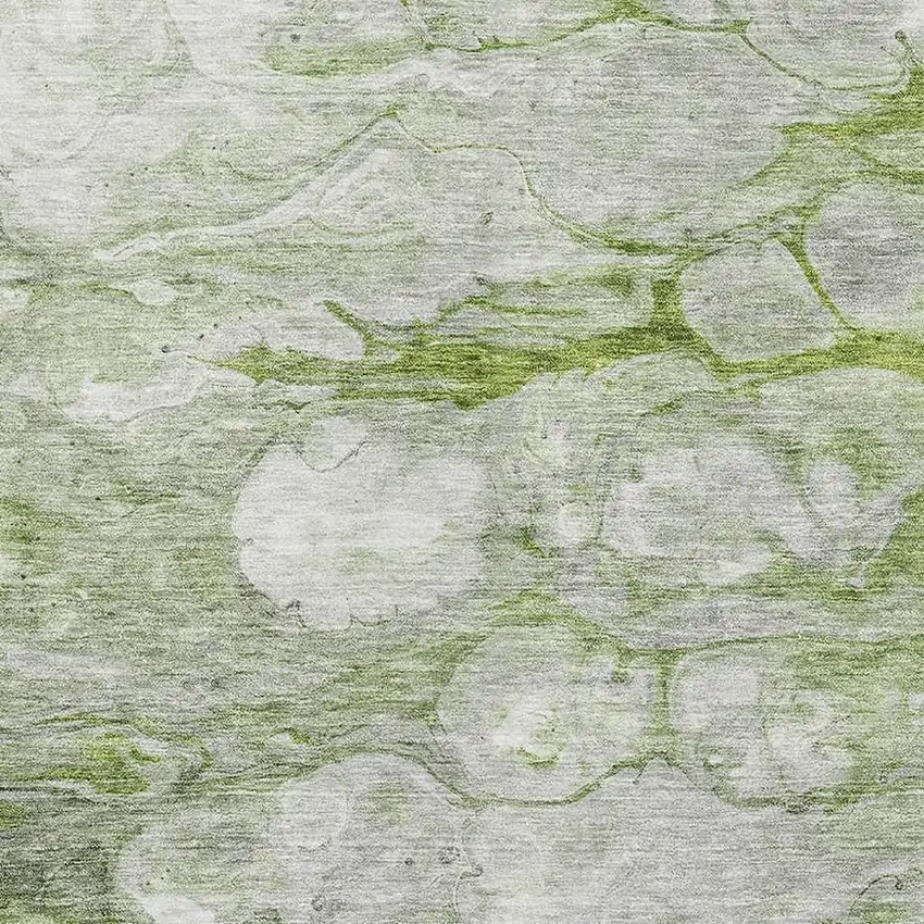 Olive Green Ivory And Gray Abstract Washable Area Rug With UV Protection Photo 2