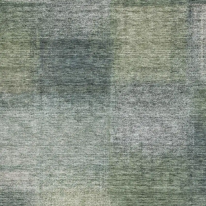 Olive Green Ivory And Gray Abstract Washable Area Rug With UV Protection Photo 3