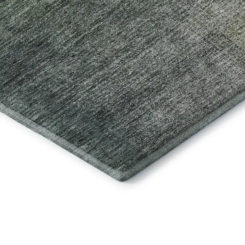 Olive Green Ivory And Gray Abstract Washable Area Rug With UV Protection Photo 8