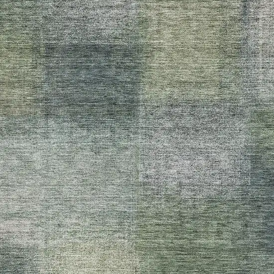 Olive Green Ivory And Gray Abstract Washable Area Rug With UV Protection Photo 3