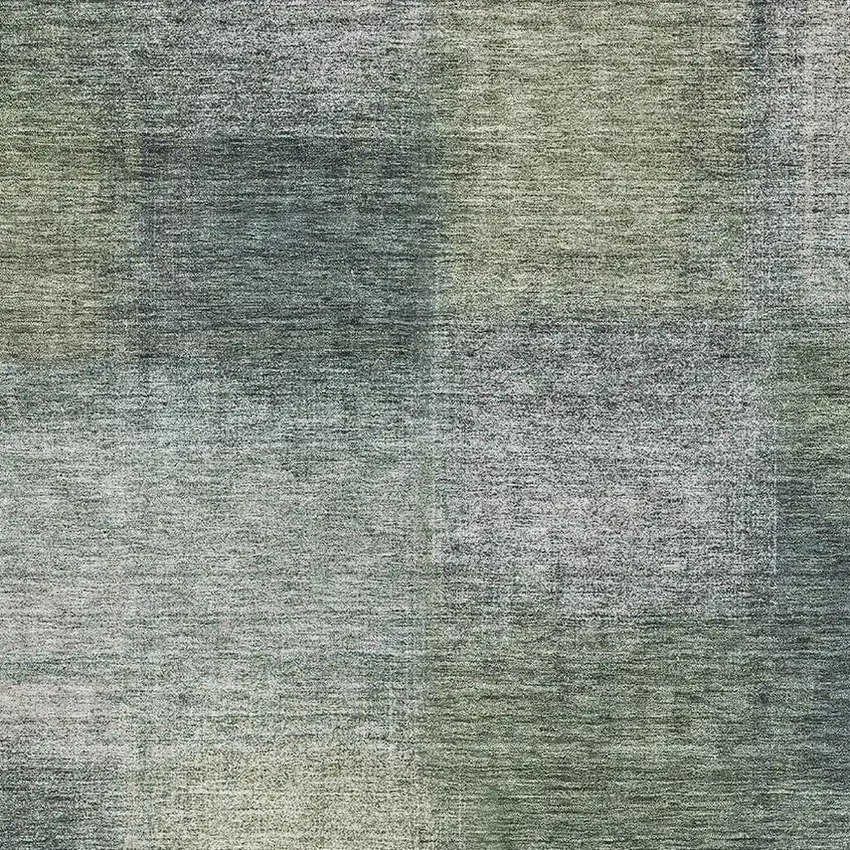 Olive Green Ivory And Gray Abstract Washable Area Rug With UV Protection Photo 3