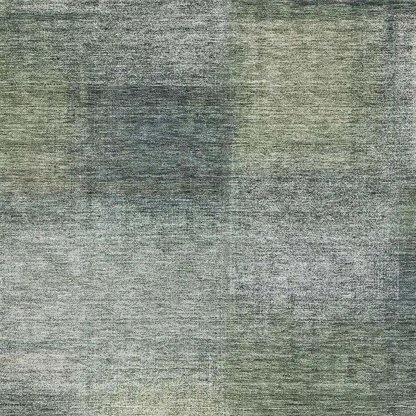 Olive Green Ivory And Gray Abstract Washable Area Rug With UV Protection Photo 3