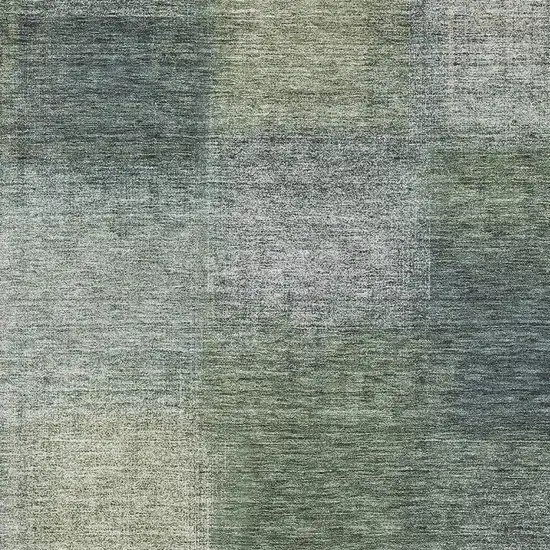 Olive Green Ivory And Gray Abstract Washable Area Rug With UV Protection Photo 3