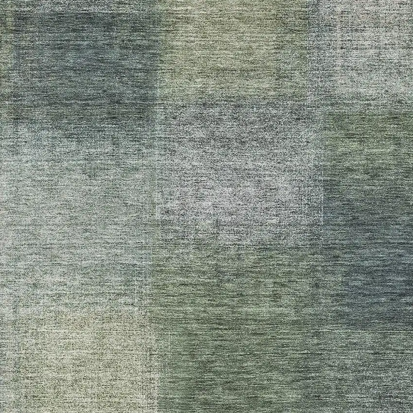Olive Green Ivory And Gray Abstract Washable Area Rug With UV Protection Photo 3