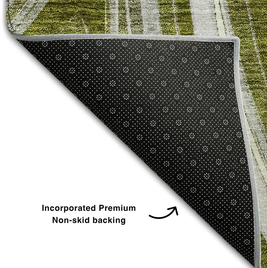 Olive Green Ivory And Gray Marble Washable Area Rug With UV Protection Photo 7