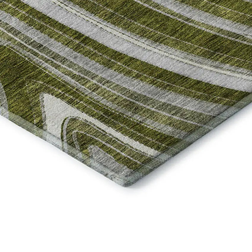Olive Green Ivory And Gray Marble Washable Area Rug With UV Protection Photo 8