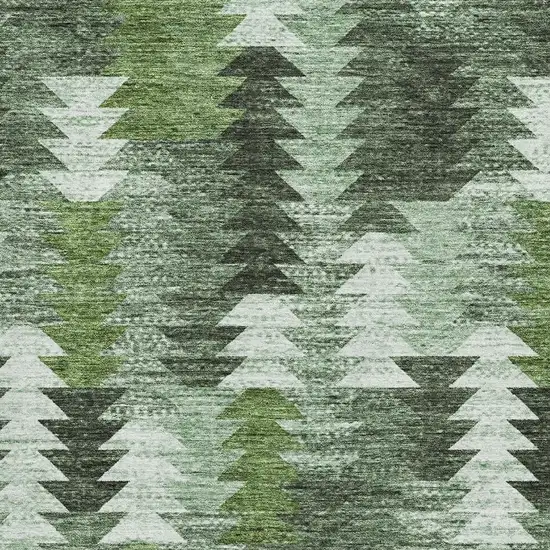 Olive Green Ivory And Gray Southwestern Washable Area Rug With UV Protection Photo 3