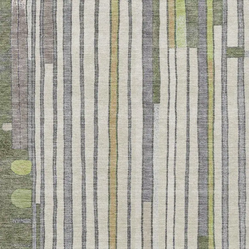 Olive Green Ivory And Lavender Geometric Washable Indoor Outdoor Area Rug Photo 4