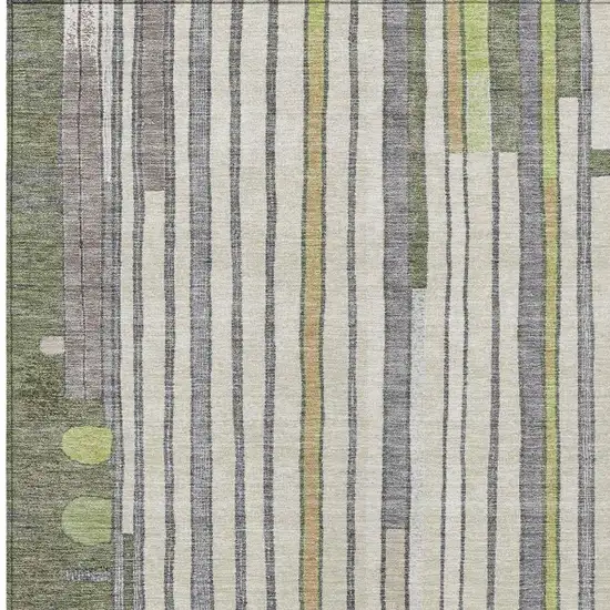 Olive Green Ivory And Lavender Geometric Washable Indoor Outdoor Area Rug Photo 4