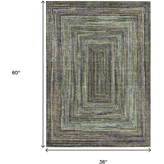 Olive Green Lavender And Fern Green Geometric Washable Indoor Outdoor Area Rug Photo 8