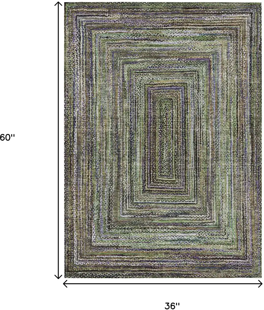 Olive Green Lavender And Fern Green Geometric Washable Indoor Outdoor Area Rug Photo 8