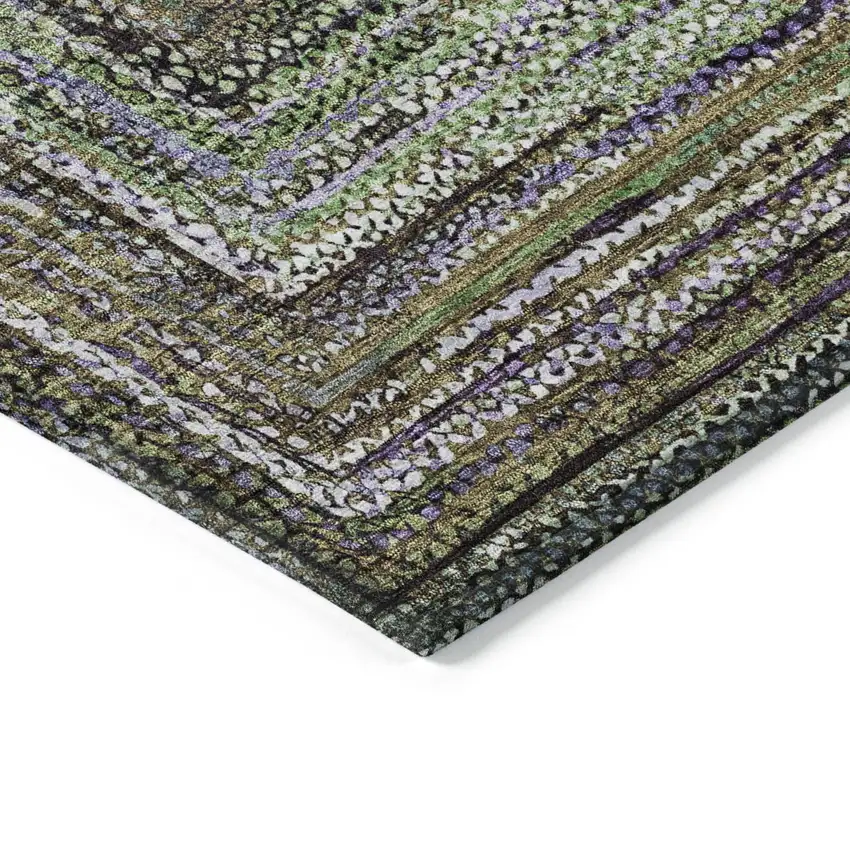Olive Green Lavender And Fern Green Geometric Washable Indoor Outdoor Area Rug Photo 9