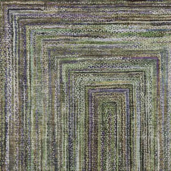 Olive Green Lavender And Fern Green Geometric Washable Indoor Outdoor Area Rug Photo 3
