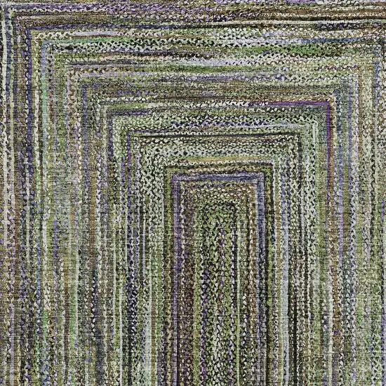 Olive Green Lavender And Fern Green Geometric Washable Indoor Outdoor Area Rug Photo 6