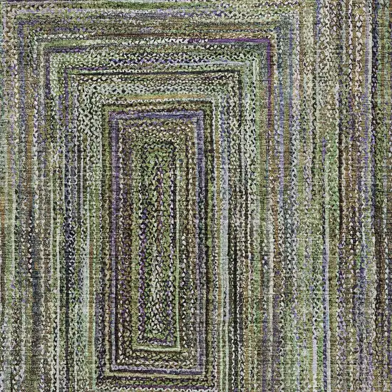 Olive Green Lavender And Fern Green Geometric Washable Indoor Outdoor Area Rug Photo 6