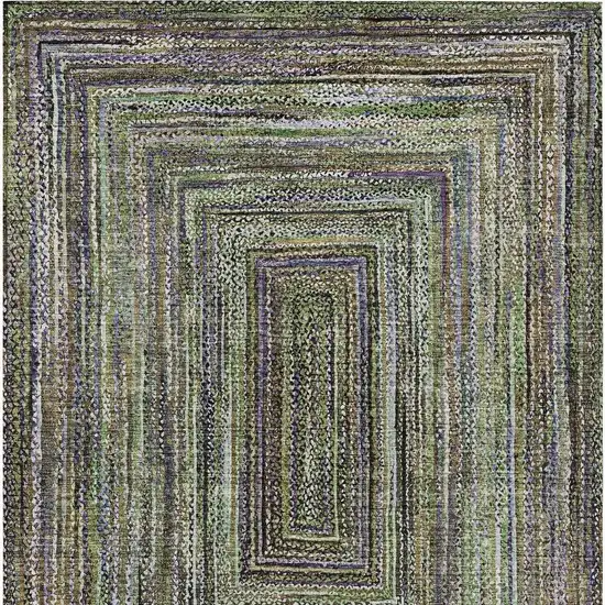Olive Green Lavender And Fern Green Geometric Washable Indoor Outdoor Area Rug Photo 4