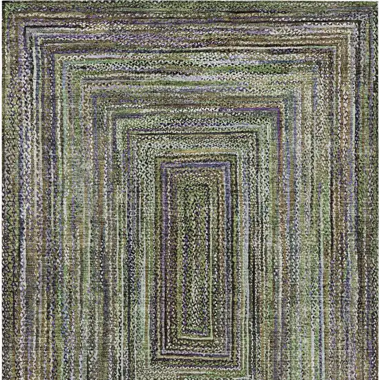 Olive Green Lavender And Fern Green Geometric Washable Indoor Outdoor Area Rug Photo 7