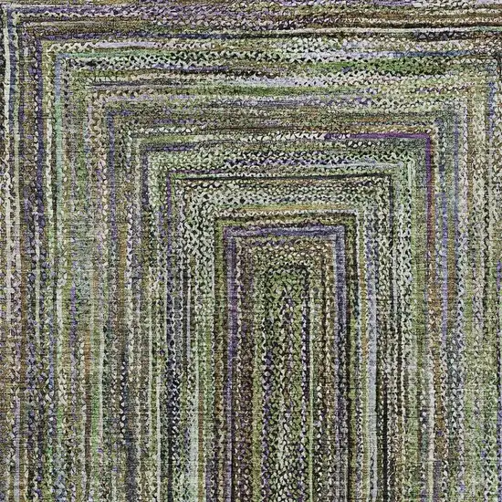 Olive Green Lavender And Fern Green Geometric Washable Indoor Outdoor Area Rug Photo 3