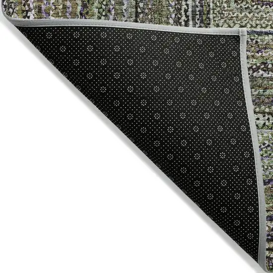 Olive Green Lavender And Fern Green Geometric Washable Indoor Outdoor Area Rug Photo 8