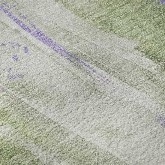 Olive Green Lavender And Ivory Abstract Washable Area Rug With UV Protection Photo 9