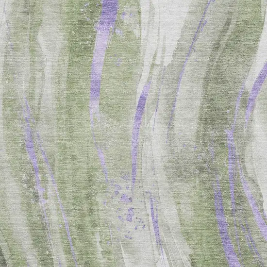 Olive Green Lavender And Ivory Abstract Washable Area Rug With UV Protection Photo 2