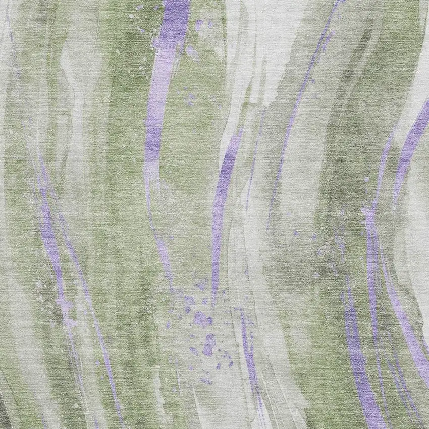 Olive Green Lavender And Ivory Abstract Washable Area Rug With UV Protection Photo 2