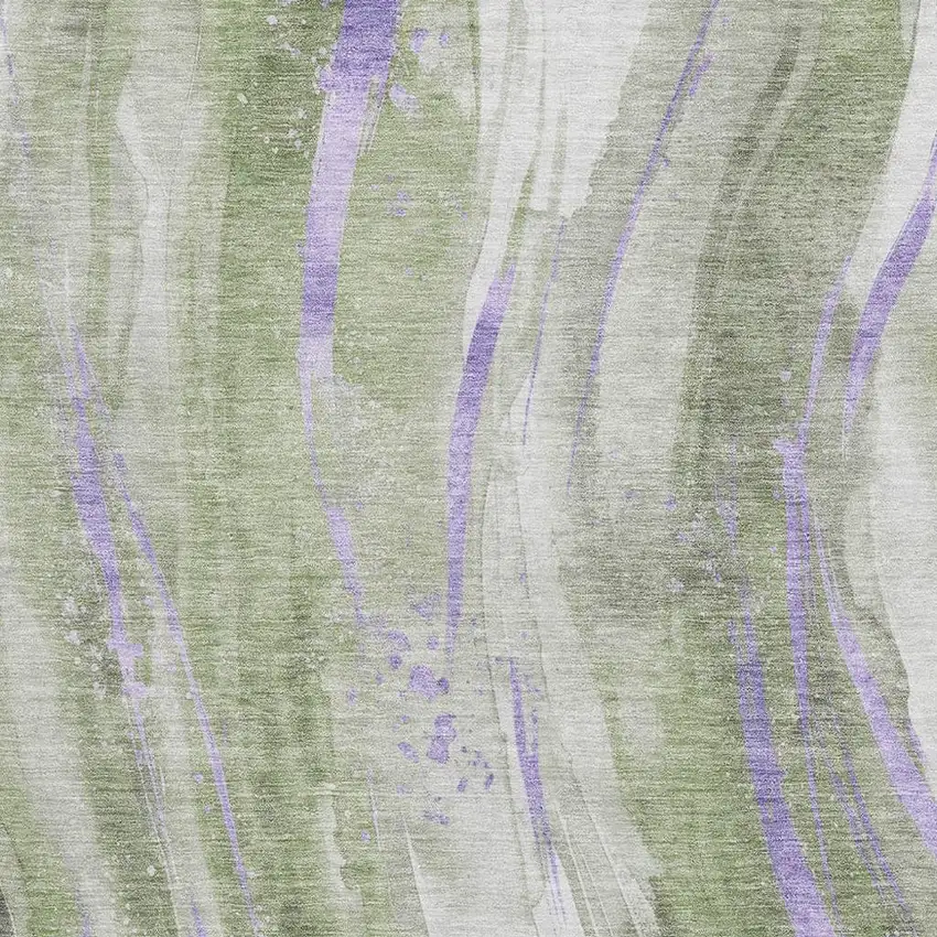 Olive Green Lavender And Ivory Abstract Washable Area Rug With UV Protection Photo 2