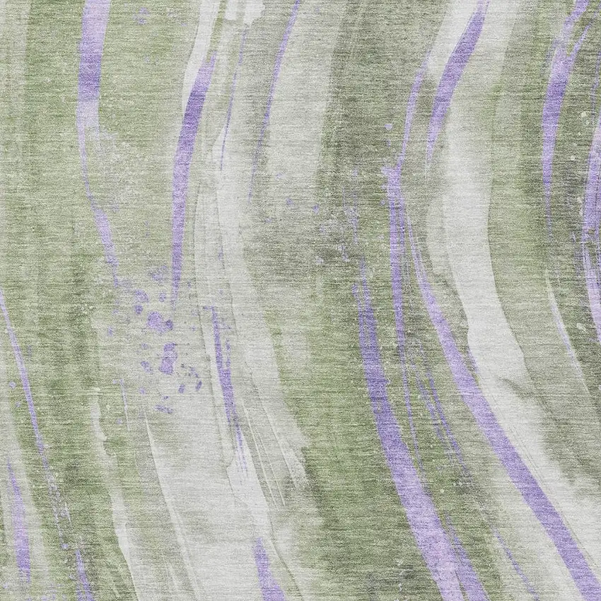 Olive Green Lavender And Ivory Abstract Washable Area Rug With UV Protection Photo 2