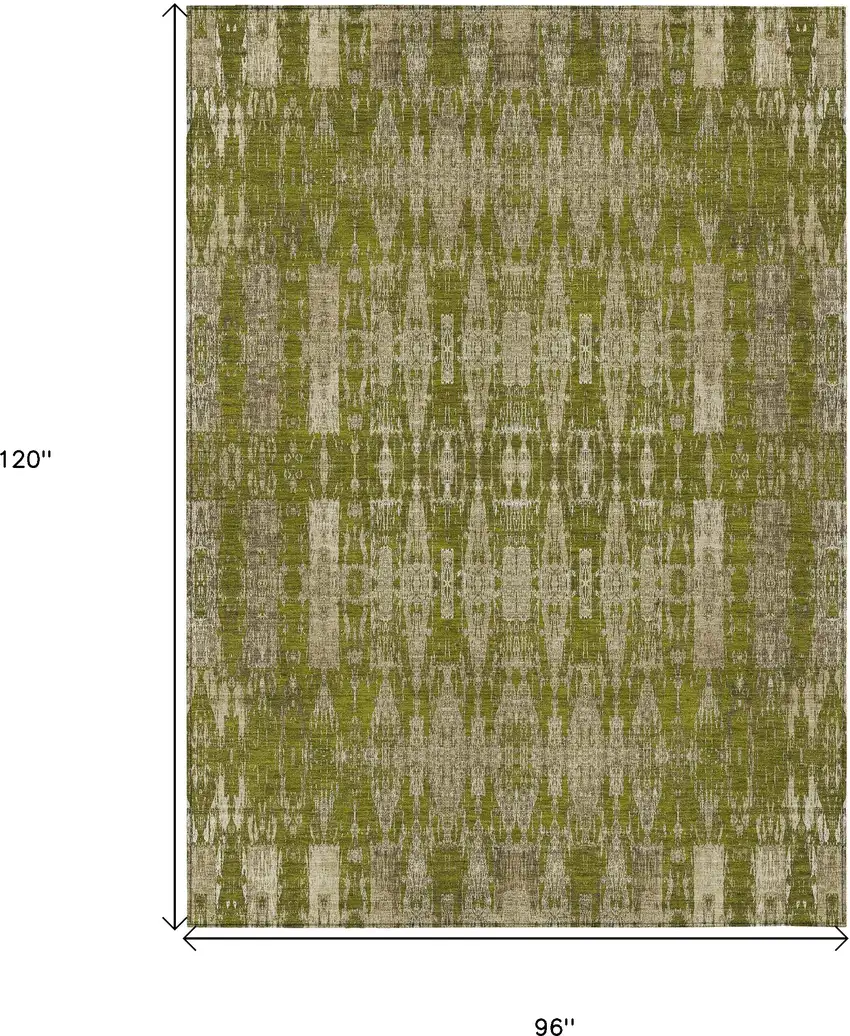 Olive Green Moroccan Washable Non Skid Indoor Outdoor Area Rug Photo 3