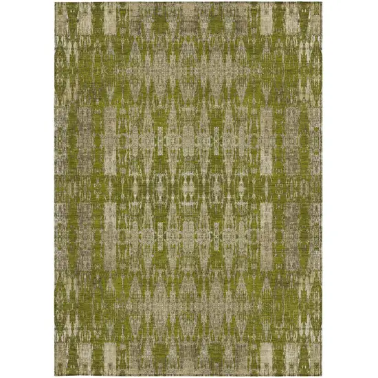 Olive Green Moroccan Washable Non Skid Indoor Outdoor Area Rug Photo 6