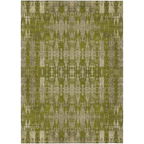 Olive Green Moroccan Washable Non Skid Indoor Outdoor Area Rug Photo 2