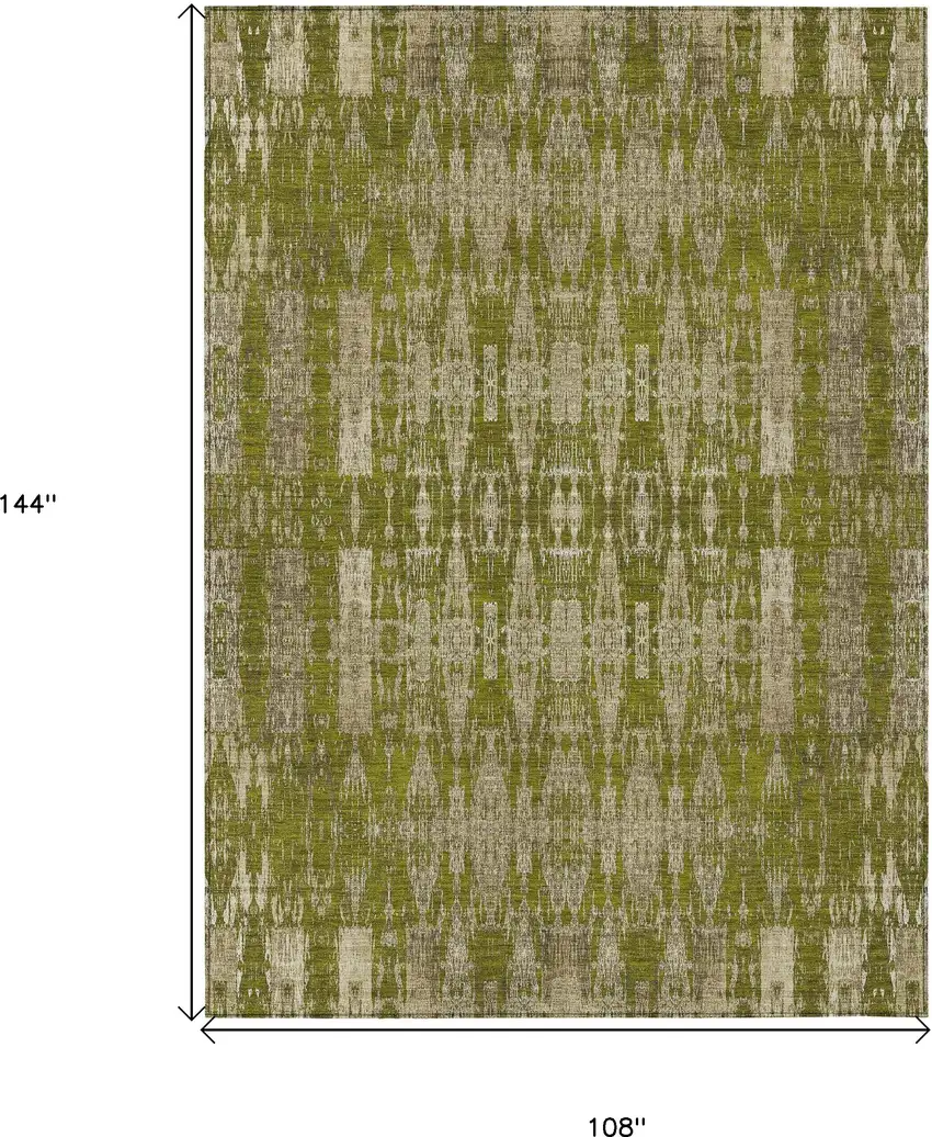 Olive Green Moroccan Washable Non Skid Indoor Outdoor Area Rug Photo 3