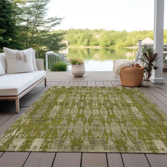 Olive Green Taupe And Beige Moroccan Washable Indoor Outdoor Area Rug Photo 9