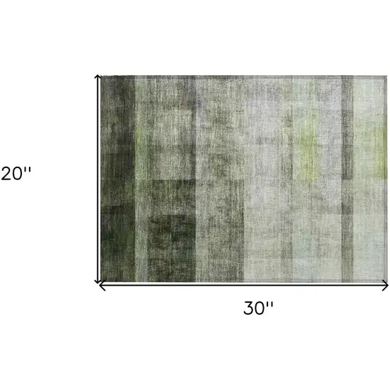 Olive Green Ombre Washable Non Skid Indoor Outdoor Area Rug Photo 3
