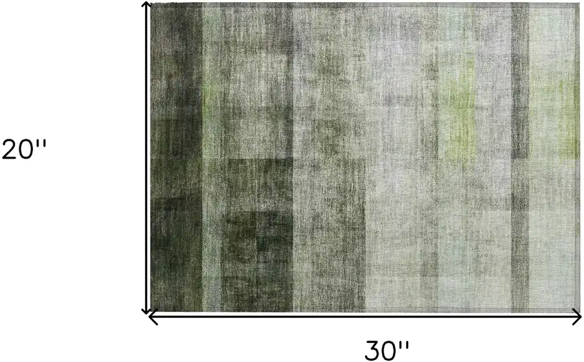 Olive Green Ombre Washable Non Skid Indoor Outdoor Area Rug Photo 3