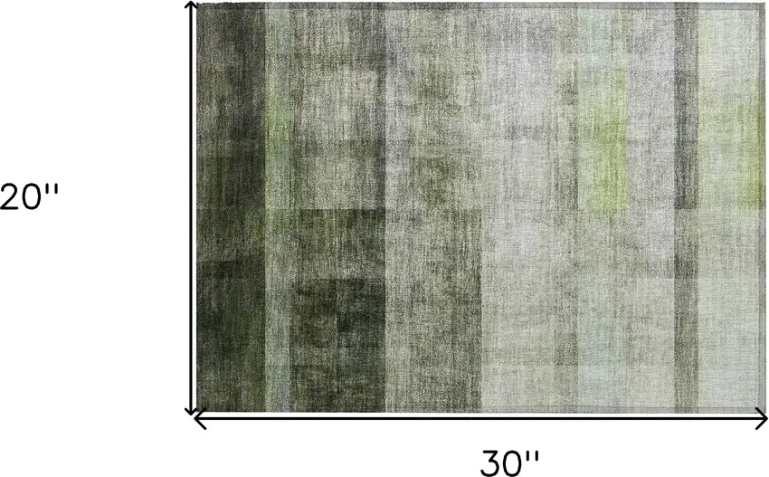 Olive Green Ombre Washable Non Skid Indoor Outdoor Area Rug Photo 3