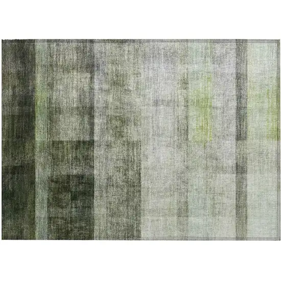 Olive Green Ombre Washable Non Skid Indoor Outdoor Area Rug Photo 2