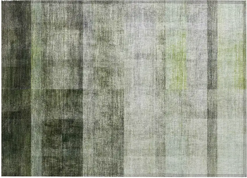 Olive Green Ombre Washable Non Skid Indoor Outdoor Area Rug Photo 2