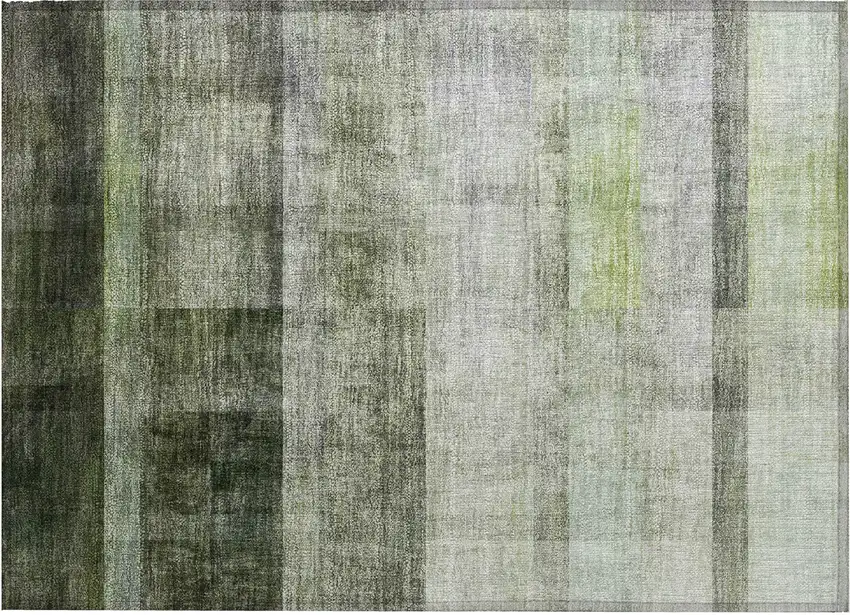 Olive Green Ombre Washable Non Skid Indoor Outdoor Area Rug Photo 2