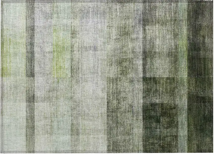 Olive Green Ombre Washable Non Skid Indoor Outdoor Area Rug Photo 5