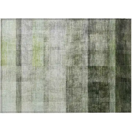 Olive Green Ombre Washable Non Skid Indoor Outdoor Area Rug Photo 4