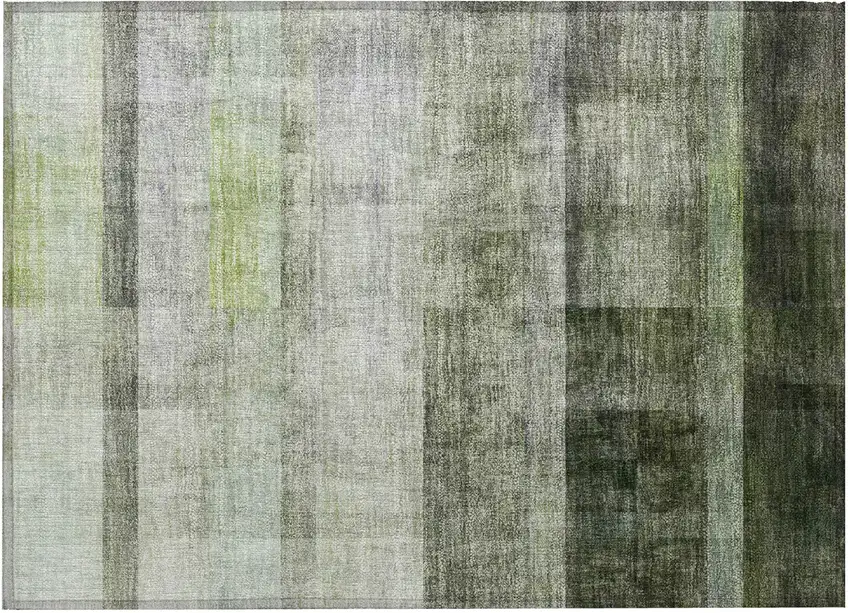 Olive Green Ombre Washable Non Skid Indoor Outdoor Area Rug Photo 4